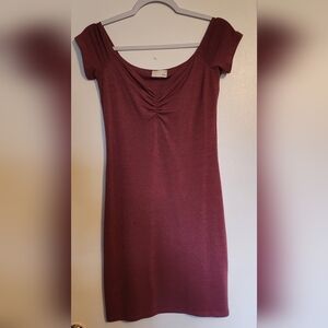 Wilfred Ribbed Scoop Neck Bodycon Dress - Burgundy